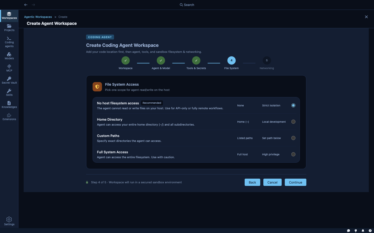Wizard step 4 — File System